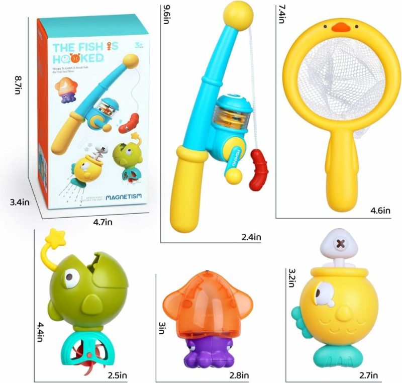 Giocattoli da bagno | Baby Bath Toys For Kids Ages 1-3 – Giocattoli da Bagno Magnetici per il Pesca con Giocattoli a Bilico e Rete da Pesca, Bastone da Pesca e Giocattoli da Piscina per Bambini 1-3 Anni