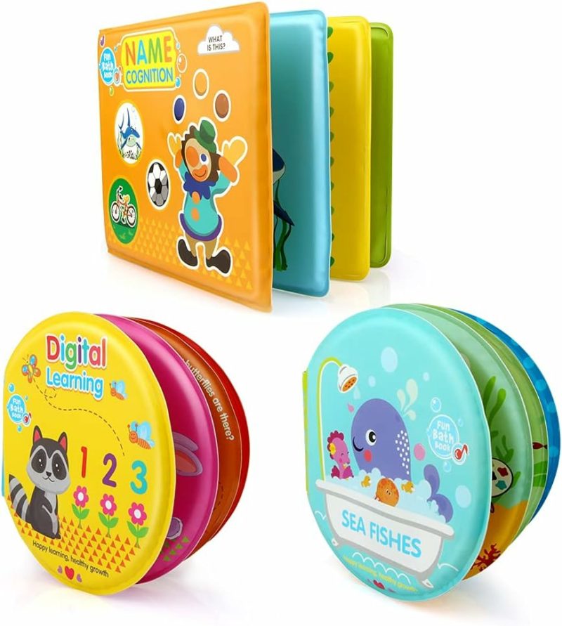 Giocattoli da bagno | Baby Bath Toys – Libri da Bagno Non Tossici per Bambini – Tempo del Bagno – Giocattoli per la Vasca da Bagno per Bambini da 6 a 12 anni e 18 mesi – Giocattoli Educativi morbidi per Bambine e Bambini da 1 a 3 anni (Confezione da 3)