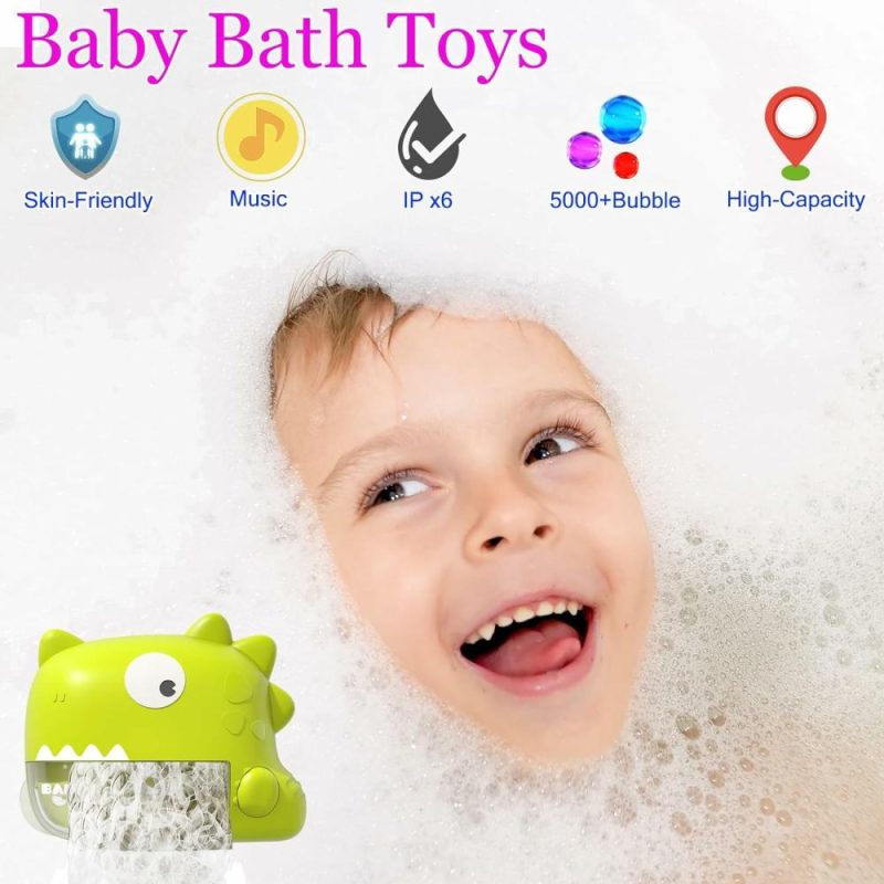 Giocattoli da bagno | Baby Bath Toys – Macchina automatica a bolle per il bagno dei dinosauri, Rettifono per vasca da bagno con musica, Giocattoli per il bagno a doccia per bambini, Regali di compleanno per bambini maschi e femmine di età 1-5 anni, Regali per bambini