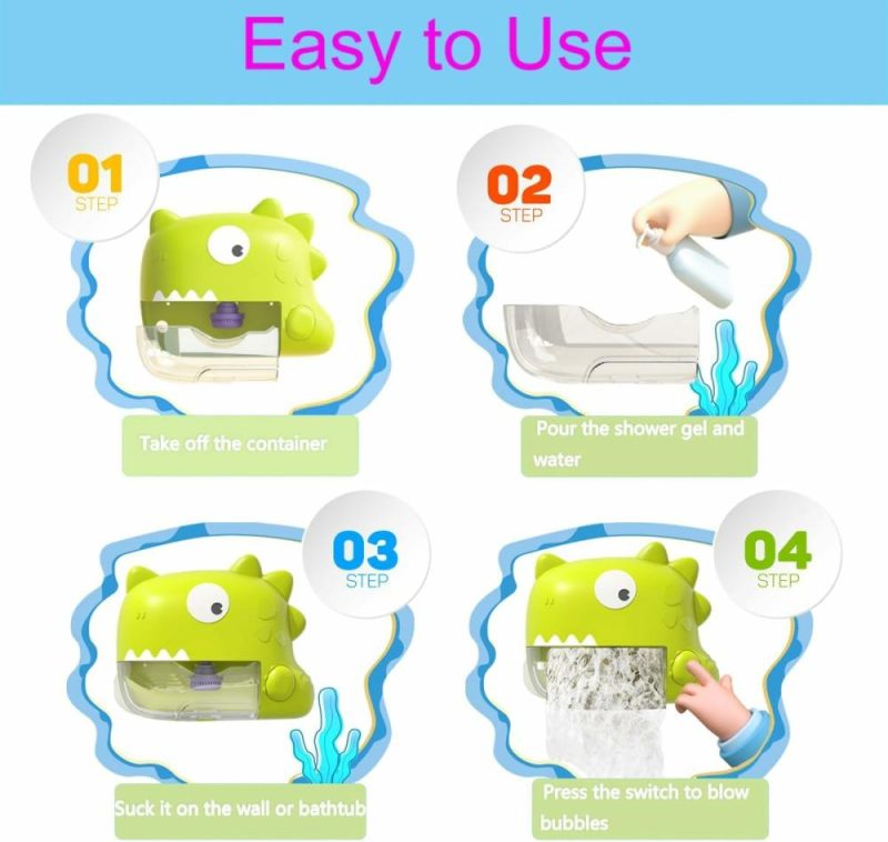 Giocattoli da bagno | Baby Bath Toys – Macchina automatica a bolle per il bagno dei dinosauri, Rettifono per vasca da bagno con musica, Giocattoli per il bagno a doccia per bambini, Regali di compleanno per bambini maschi e femmine di età 1-5 anni, Regali per bambini