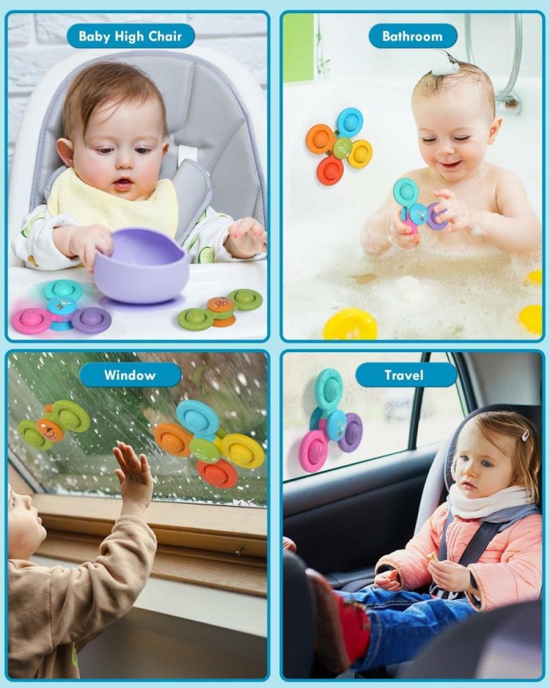 Giocattoli da bagno | Bagnanti per Bambini 3 Pezzi Silicone Cuscino di Sospensione Giocattolo  Giocattoli per Bambini da 1+ Anni  Giocattoli Rotanti per Bambini  Giocattoli per Bambini di 1 Anno  Giocattoli Sensoriali per Bambini da 1 a 3 Anni