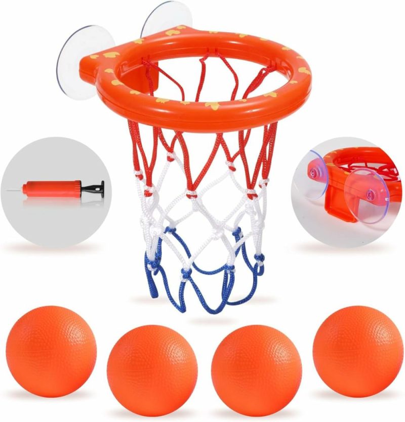 Giocattoli da bagno | Bagnetto Giocattoli – Panca da Basket per Bagnetto per Bambini e Bambine, Giocattoli da Bagno per Bambini di Età 4-8, Set di Panca da Basket con Ventose e 4 Palle Morbide