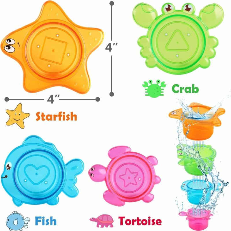 Giocattoli da bagno | Bagnetto per Bambini con Organizzatore – Ottopus Schizzatore d’Acqua – Tartaruga da Giocattolo da Azionare – Vasca da Bagno e Doccia – Coppe da Stacking – Regalo per 6 9 12 18 Mesi 1 2 3 Anni Bambini Bambine Bambini Ragazzi e Bambini