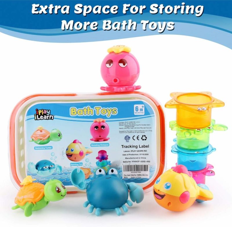 Giocattoli da bagno | Bagnetto per Bambini con Organizzatore – Ottopus Schizzatore d’Acqua – Tartaruga da Giocattolo da Azionare – Vasca da Bagno e Doccia – Coppe da Stacking – Regalo per 6 9 12 18 Mesi 1 2 3 Anni Bambini Bambine Bambini Ragazzi e Bambini