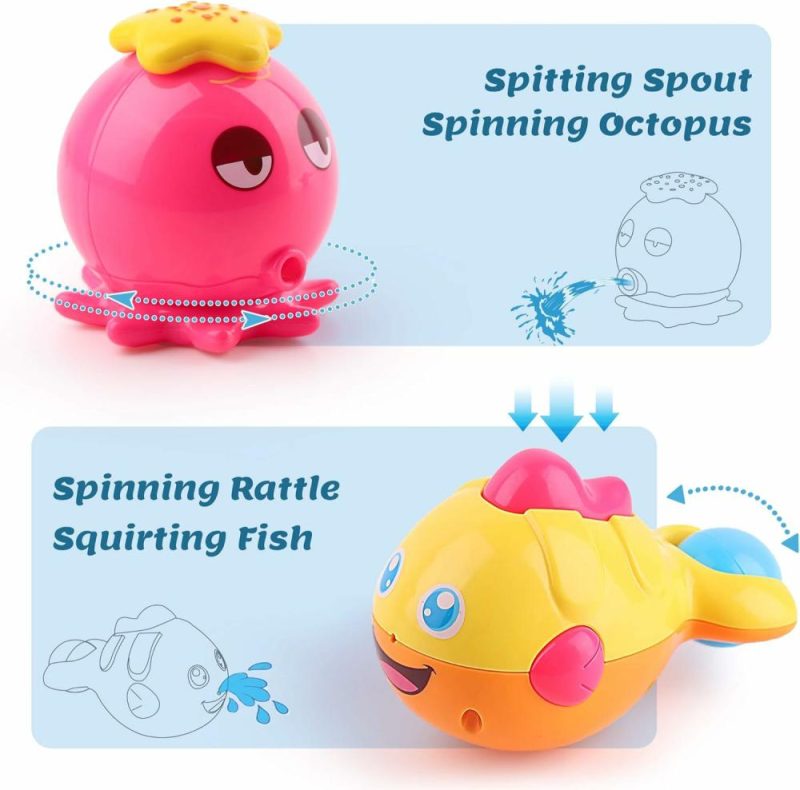 Giocattoli da bagno | Bagnetto per Bambini con Organizzatore – Ottopus Schizzatore d’Acqua – Tartaruga da Giocattolo da Azionare – Vasca da Bagno e Doccia – Coppe da Stacking – Regalo per 6 9 12 18 Mesi 1 2 3 Anni Bambini Bambine Bambini Ragazzi e Bambini