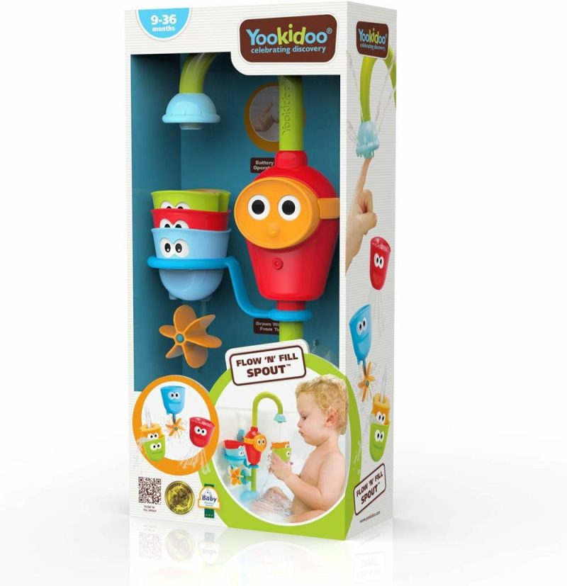 Giocattoli da bagno | Bagnetto per Bambino e Bambinoletta (Età 1-3): bocchetta Flow N Fill – 3 tazze giocattolo stackabili – Tubo giocattolo a batteria con canna mobile e beverini con molteplici aspetti di gioco – rendi il bagnetto magico (senza muffa)