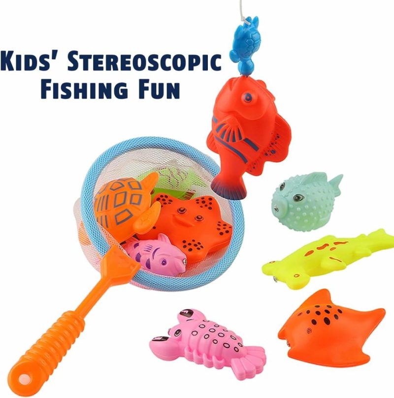 Giocattoli da bagno | Bambini Giocattoli da Bagno di Pesca – Set da 17Pcs Staffe Magnetiche Galleggianti Rote e Rete – Pesce Galleggiante di Plastica – Educazione e Insegnamento dei Colori per Bambini (Nuovo)