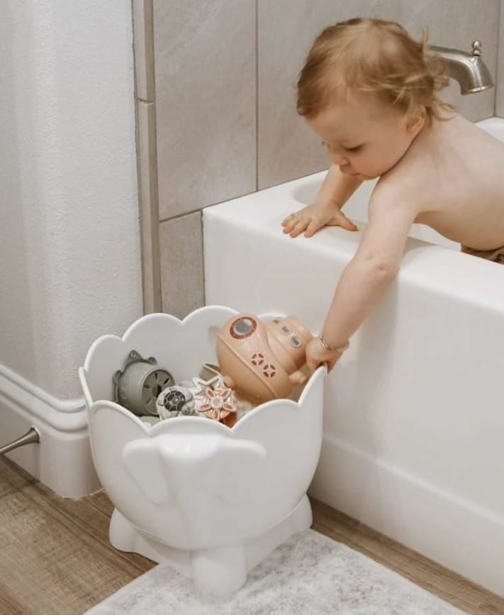 Giocattoli da bagno | Basso contenitore per giocattoli da bagno – 2 pezzi di maniglia per vasca da bagno per bambini con base rimovibile per lo svuotamento – cestello per asciugare i bambini per l’organizzatore di giocattoli da bagno per la doccia bagno per giocattoli da bagno all’esterno tubo (Basso per giocattoli da bagno)