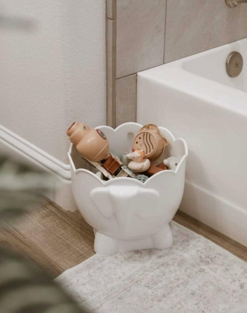 Giocattoli da bagno | Basso contenitore per giocattoli da bagno – 2 pezzi di maniglia per vasca da bagno per bambini con base rimovibile per lo svuotamento – cestello per asciugare i bambini per l’organizzatore di giocattoli da bagno per la doccia bagno per giocattoli da bagno all’esterno tubo (Basso per giocattoli da bagno)