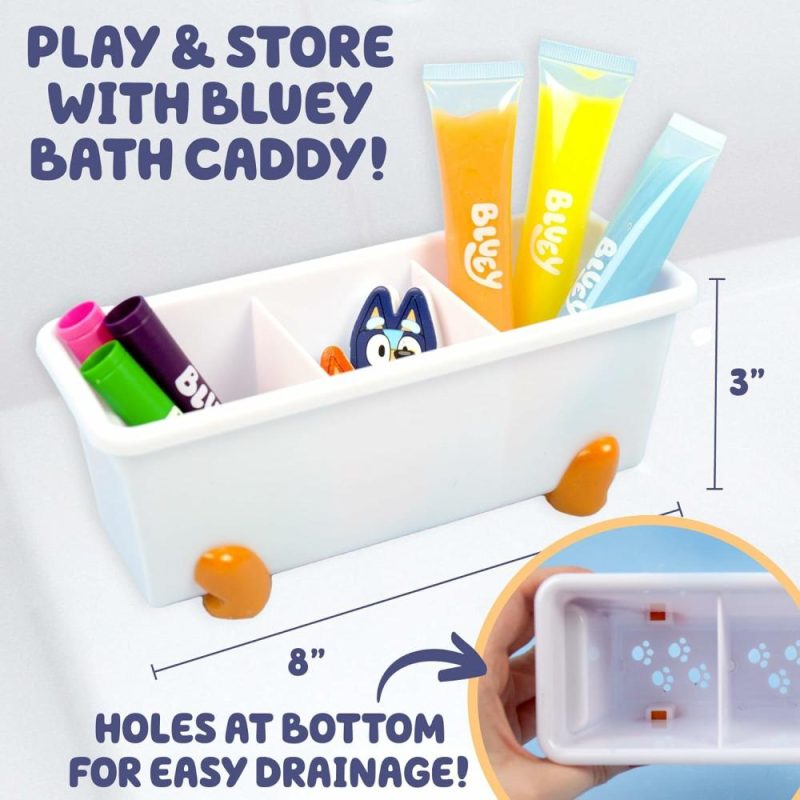 Giocattoli da bagno | Bluey Bath Creazioni 9-Pezzi Set Attività Bluey  Giocattoli Bluey per il Bagno  Include vernici per il bagno lavabili  Crayon per il bagno  Cassettiera per giocattoli per il bagno  Vernice per il bagno per Bambini 1-3  Regali divertenti Bluey  Forniture artistiche per bambini