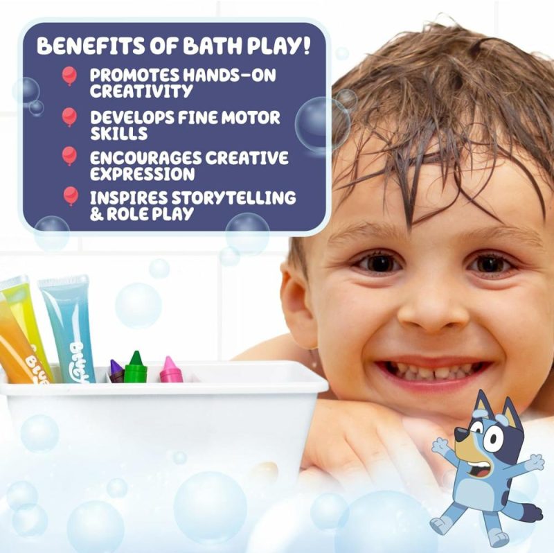 Giocattoli da bagno | Bluey Bath Creazioni 9-Pezzi Set Attività Bluey  Giocattoli Bluey per il Bagno  Include vernici per il bagno lavabili  Crayon per il bagno  Cassettiera per giocattoli per il bagno  Vernice per il bagno per Bambini 1-3  Regali divertenti Bluey  Forniture artistiche per bambini