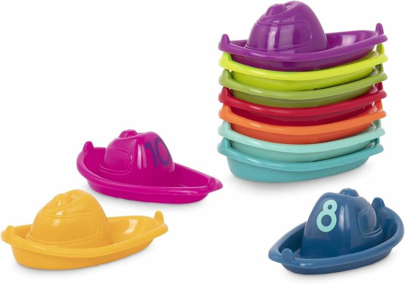 Giocattoli da bagno | – 10 Barche da Bagno – Giocattoli da Bagno Numerati e Compatibili – Barche Giocattolo Flottanti per Bagno, Piscina e Spiaggia – Giocattoli Educativi – 6 Mesi + – Barche da Stacking