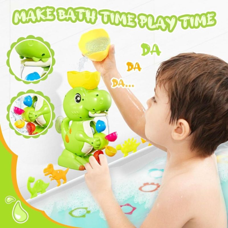 Giocattoli da bagno | Ekueasyku Giocattoli da Bagno Dinosauro con Ruota Rotante Colorata e Giochi di Pesca per Bambini e Bambine Bagno Bagno Tempo Giocattolo Colorato Suono Movimento