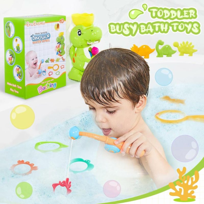 Giocattoli da bagno | Ekueasyku Giocattoli da Bagno Dinosauro con Ruota Rotante Colorata e Giochi di Pesca per Bambini e Bambine Bagno Bagno Tempo Giocattolo Colorato Suono Movimento