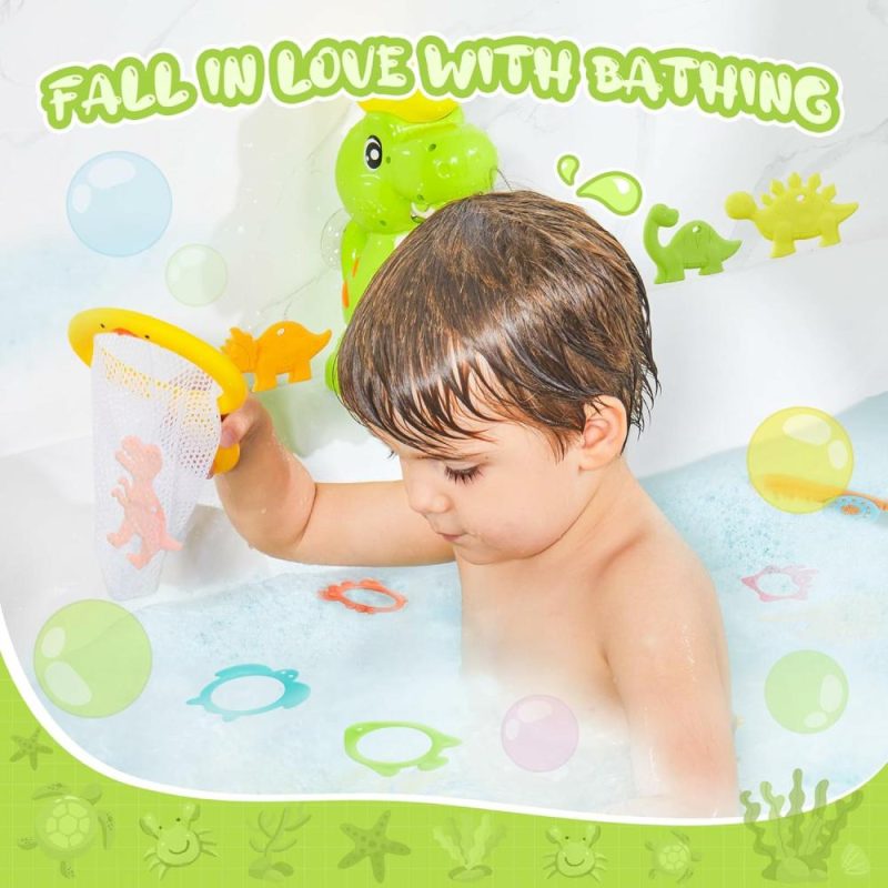 Giocattoli da bagno | Ekueasyku Giocattoli da Bagno Dinosauro con Ruota Rotante Colorata e Giochi di Pesca per Bambini e Bambine Bagno Bagno Tempo Giocattolo Colorato Suono Movimento