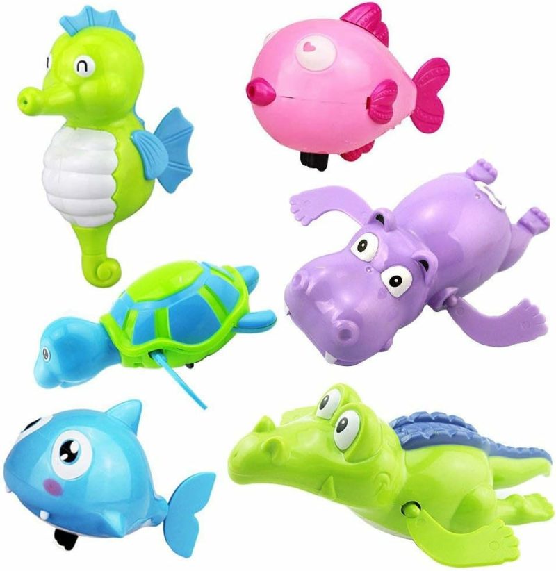 Giocattoli da bagno | Giocattoli da Bagno a Rullo Flottanti – 6 Pezzi Giocattolo da Bagno Animale di Mare per Bambini e Bambini Piccoli – Tartaruga Ippopotamo Crocodile Pegaso Pesce Set da Bagno Orologio