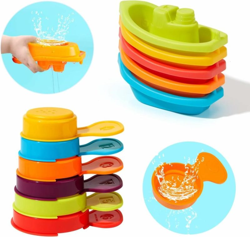 Giocattoli da bagno | Giocattoli da Bagno Arcobaleno Barche Flottanti con Spatola da Bagno 11 Pezzi Giocattoli da Tavolo Acqua Giocattoli da Bagno per Bambini 1-3/Infanti 6-12-18 Mesi Giocattoli da Bagno Vasca da Bagno Giocattoli da Doccia Giocattoli da Piscina Giocattoli da Spiaggia