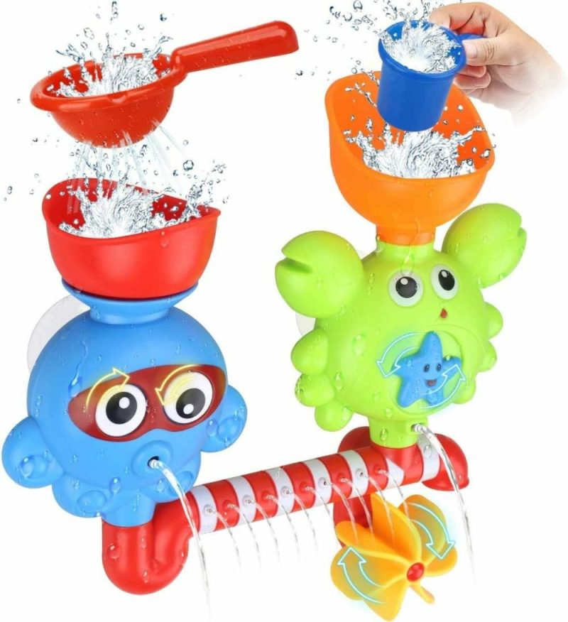 Giocattoli da bagno | Giocattoli da Bagno Giocattoli per Vasca da Bagno Per Bambini di 1 2 3 4 Anni Bambini Piccoli Giocattolo a Muro da Bagno Cascata Riempimento Ruota e Flusso Senza毒性 Regalo di Compleanno Idee Scatola Colorata (Multicolore)