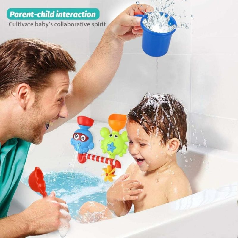 Giocattoli da bagno | Giocattoli da Bagno Giocattoli per Vasca da Bagno Per Bambini di 1 2 3 4 Anni Bambini Piccoli Giocattolo a Muro da Bagno Cascata Riempimento Ruota e Flusso Senza毒性 Regalo di Compleanno Idee Scatola Colorata (Multicolore)