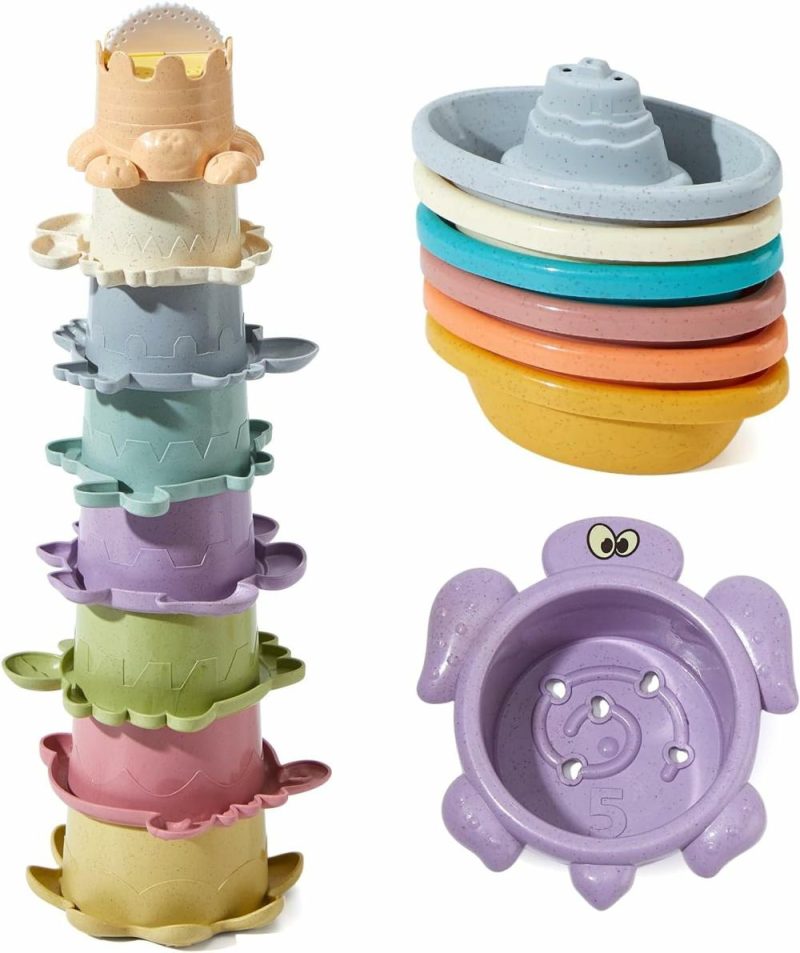 Giocattoli da bagno | Giocattoli da Bagno Nautici Flottanti con Tazze da Stacking 14 Pezzi Giocattoli da Tavolo Acqua per Bambini 1-3/Infanti 6-12-18 Mesi Giocattoli da Bagno da Vasca da Bagno Giocattoli da Piscina Bambini Bagnetto Giocattoli da Spiaggia Regalo Bambina Bambino