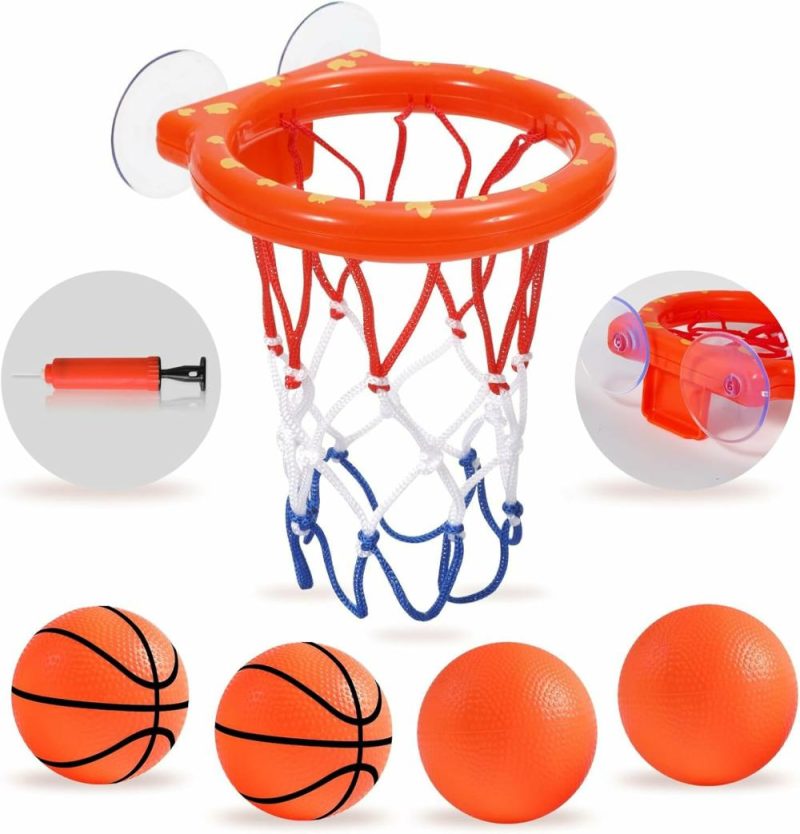 Giocattoli da bagno | Giocattoli da Bagno – Panca da Basket da Bagno per Bambini e Bambine, Giocattoli da Bagno per Bambini di Età 4-8, Set di Panca da Basket con Ventose e 4 Palle Morbide per Bambini e Bambine