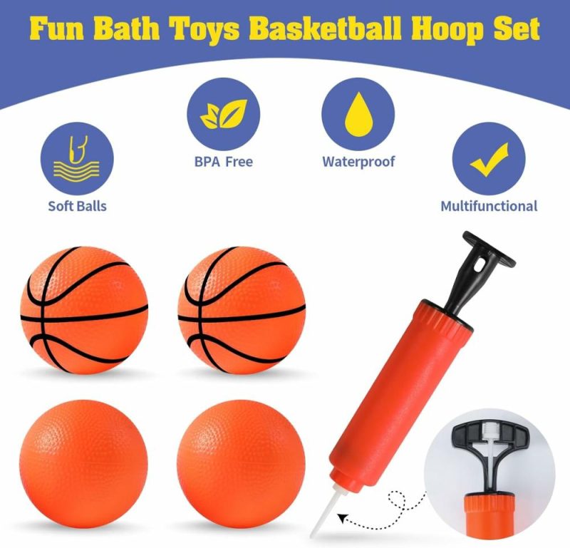 Giocattoli da bagno | Giocattoli da Bagno – Panca da Basket da Bagno per Bambini e Bambine, Giocattoli da Bagno per Bambini di Età 4-8, Set di Panca da Basket con Ventose e 4 Palle Morbide per Bambini e Bambine