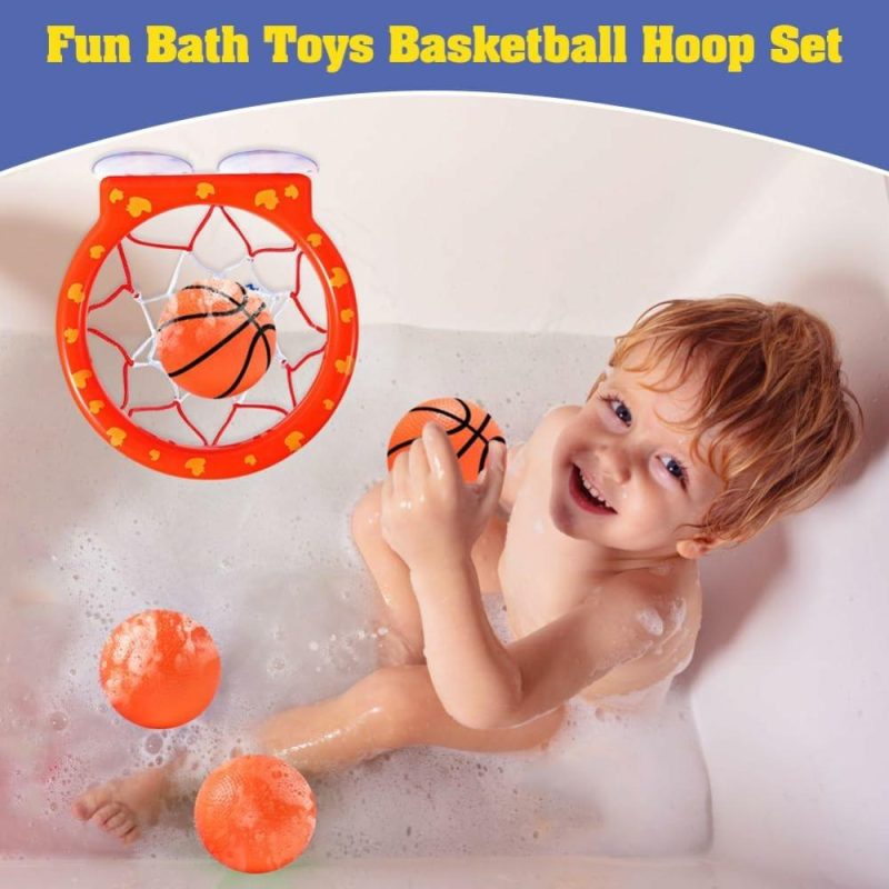 Giocattoli da bagno | Giocattoli da Bagno – Panca da Basket da Bagno per Bambini e Bambine, Giocattoli da Bagno per Bambini di Età 4-8, Set di Panca da Basket con Ventose e 4 Palle Morbide per Bambini e Bambine