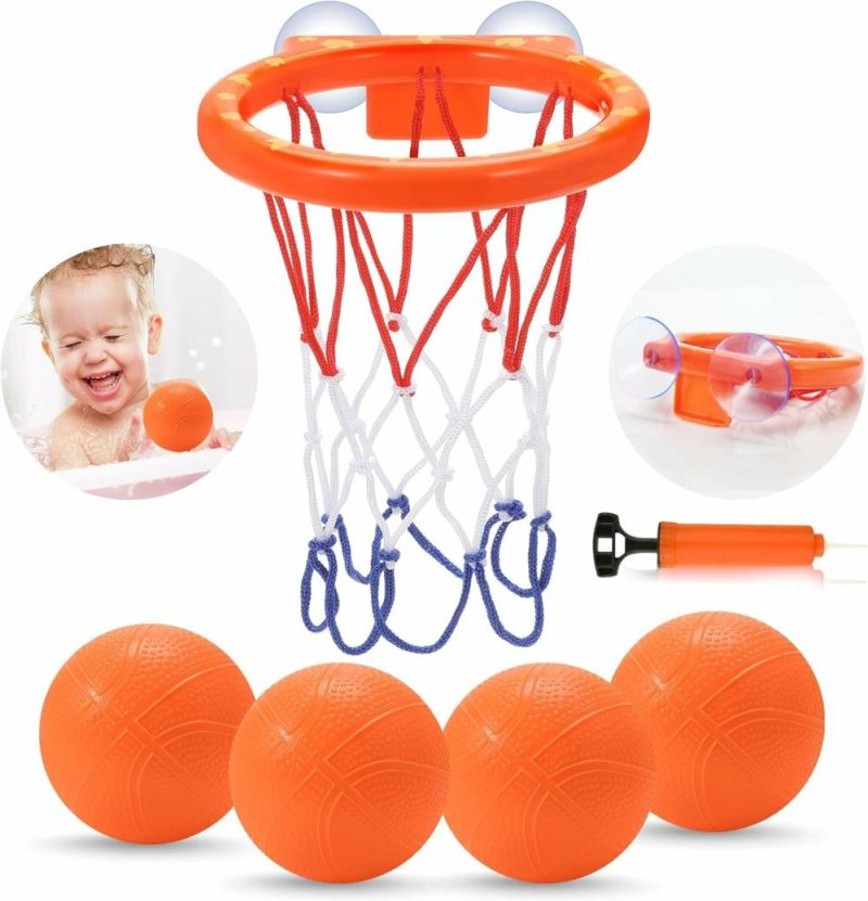 Giocattoli da bagno | Giocattoli da Bagno, Panca da Basket Senza muffa per Bambini 1-3 anni, Panca da Basket da Bagno per Bambini e Bambine, Panca da Basket con Cuscino di Sospensione Forte e Set di 4 Palle Morbide per Bambini e Bambine, Giocattoli da Bagno per Bambini 4-8 anni