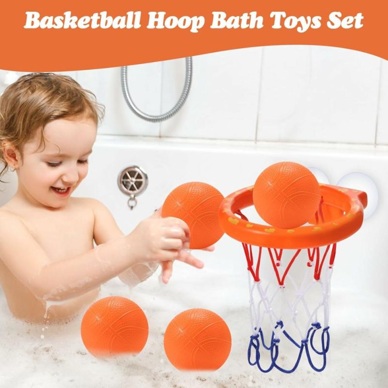 Giocattoli da bagno | Giocattoli da Bagno, Panca da Basket Senza muffa per Bambini 1-3 anni, Panca da Basket da Bagno per Bambini e Bambine, Panca da Basket con Cuscino di Sospensione Forte e Set di 4 Palle Morbide per Bambini e Bambine, Giocattoli da Bagno per Bambini 4-8 anni