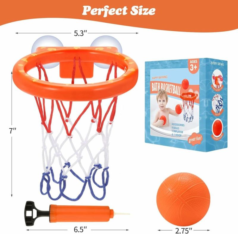 Giocattoli da bagno | Giocattoli da Bagno, Panca da Basket Senza muffa per Bambini 1-3 anni, Panca da Basket da Bagno per Bambini e Bambine, Panca da Basket con Cuscino di Sospensione Forte e Set di 4 Palle Morbide per Bambini e Bambine, Giocattoli da Bagno per Bambini 4-8 anni