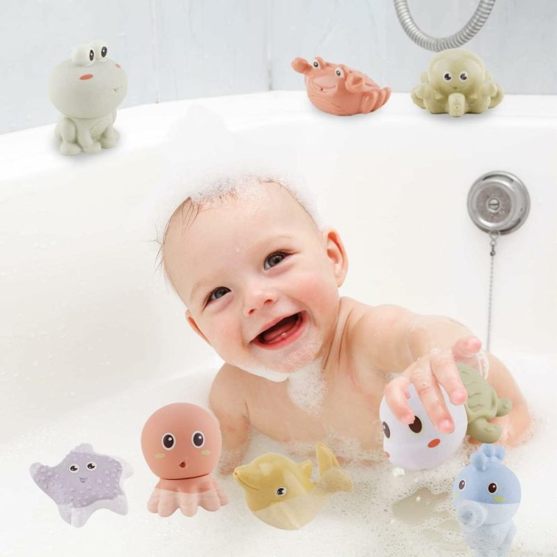 Giocattoli da bagno | Giocattoli da Bagno per Bambini 6-12 Mesi – 10Pz Giocattoli Schizzi da Bagno Silicone Animali Marini Giocattolo Flottante per Vasca da Bagno Gioco d’Acqua, Giocattolo di Educazione Pre-Scuola per Bambini, Sviluppo delle Competenze per Bagno