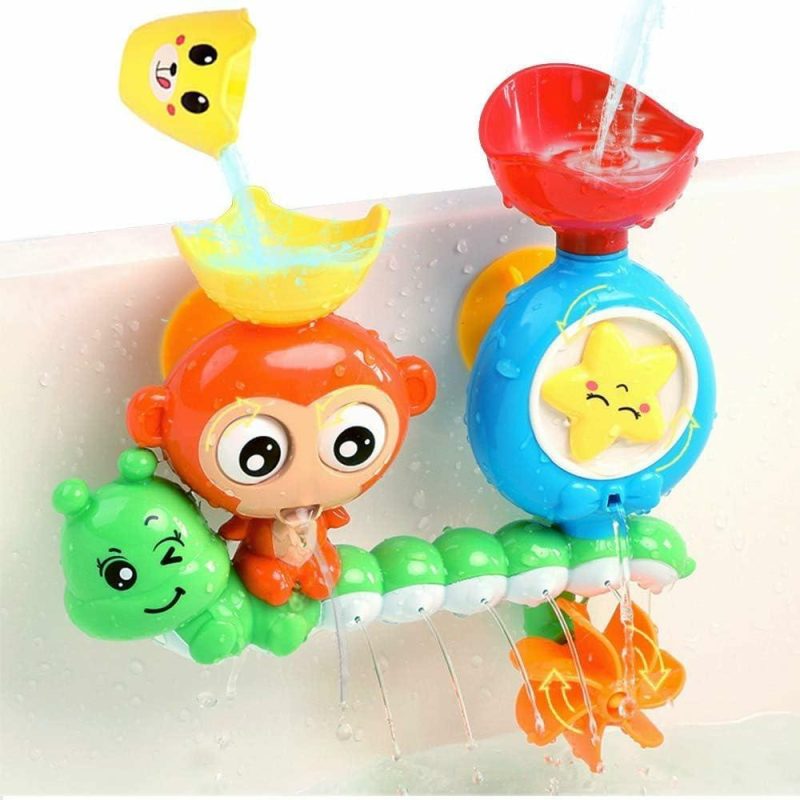 Giocattoli da bagno | Giocattoli da Bagno per Bambini di 1 2 3 Anni Ragazza Bambino, Neonato, Nuovo Nato, Gioco in Bagno Acqua, Giocattolo Interattivo Colorato Resistente, Cucciolo di Scimmia Lumaca, 2 Piatti Adesivi Forti