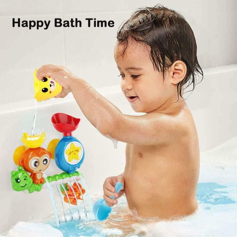 Giocattoli da bagno | Giocattoli da Bagno per Bambini di 1 2 3 Anni Ragazza Bambino, Neonato, Nuovo Nato, Gioco in Bagno Acqua, Giocattolo Interattivo Colorato Resistente, Cucciolo di Scimmia Lumaca, 2 Piatti Adesivi Forti