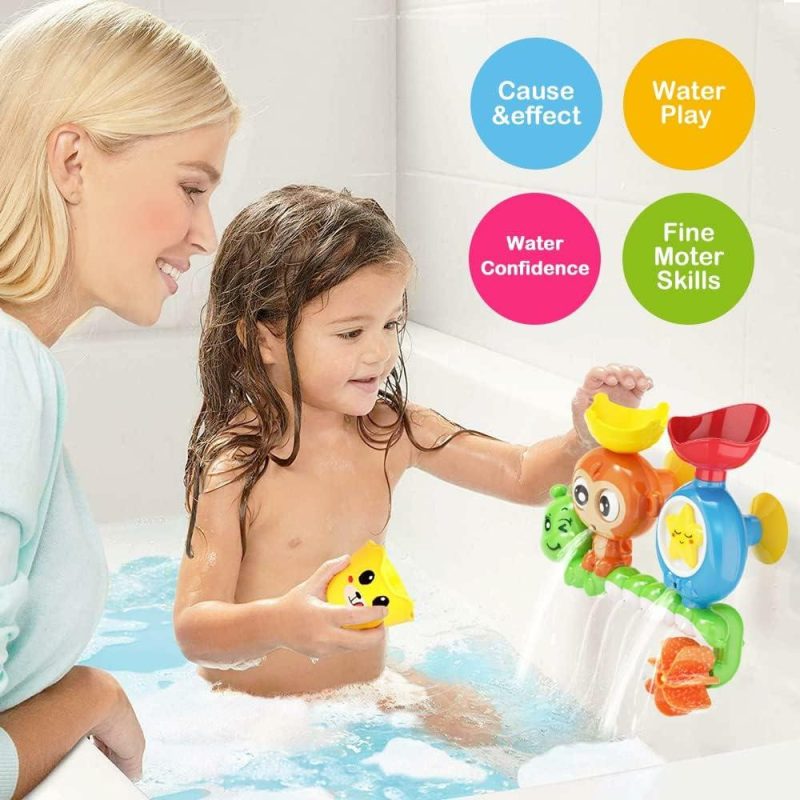 Giocattoli da bagno | Giocattoli da Bagno per Bambini di 1 2 3 Anni Ragazza Bambino, Neonato, Nuovo Nato, Gioco in Bagno Acqua, Giocattolo Interattivo Colorato Resistente, Cucciolo di Scimmia Lumaca, 2 Piatti Adesivi Forti