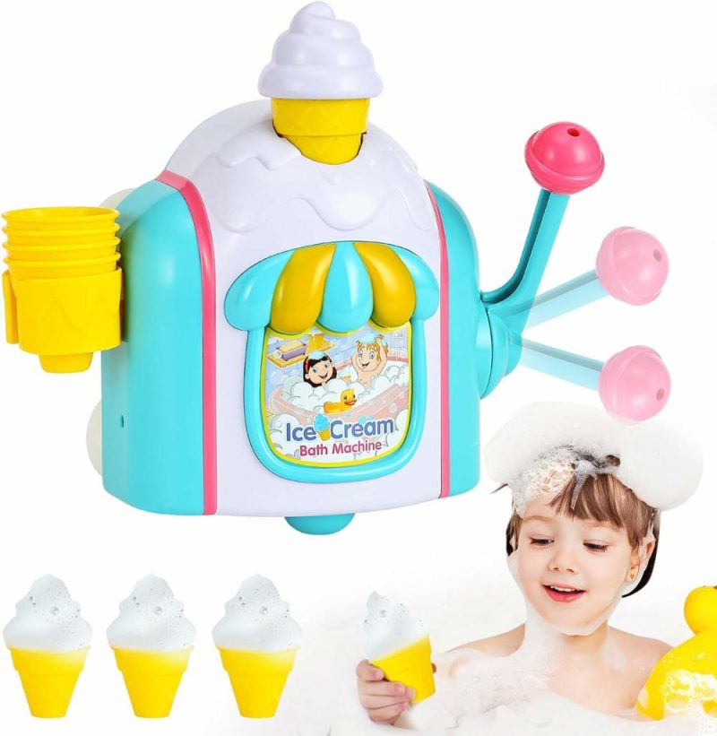 Giocattoli da bagno | Giocattoli da Bagno per Bambini di 3-5 Anni, Macchina a Schiuma di Gelato con Ganci per Non Cadere, Macchina a Schiuma di Bagnetto Finta Torta per Bambini maschi e femmine di 3 4 5 Anni