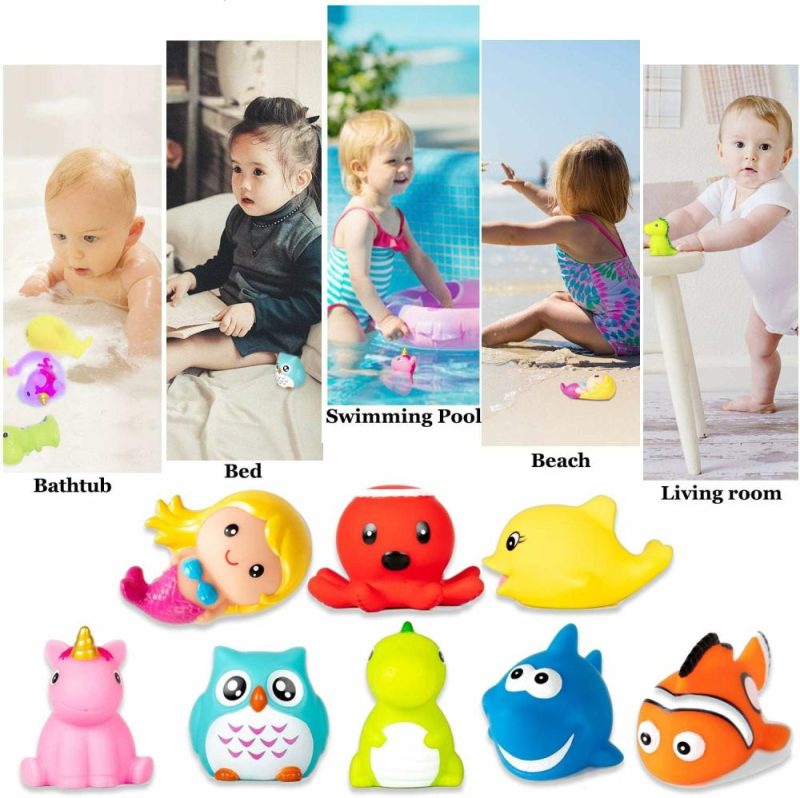 Giocattoli da bagno | Giocattoli da Bagno per Bambini – Set da 8 Pezzi con Luci – Giocattolo da Bagno a Led Colorato per Bagnetto, Gioco per Bambini e Neonati, Squalo, Pesciolino Pesci Clown, Gufo, Unicorno, Polipo, Delfino, Dinosaurio, Sirenetta