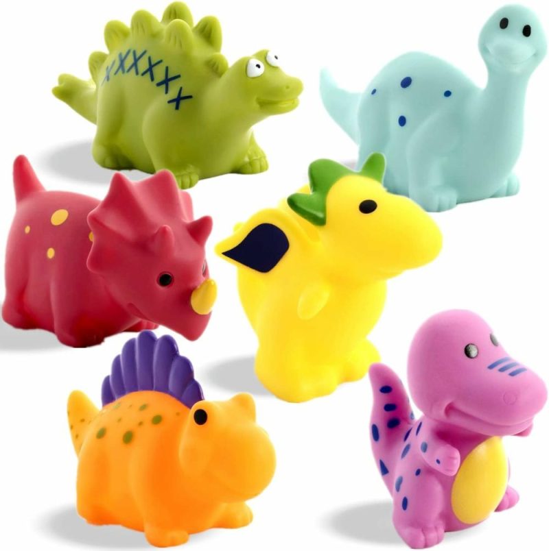 Giocattoli da bagno | Giocattoli da Bagno Senza Buco Per Neonati 6-12&Bambini 1-3 Giocattoli da Bagno Senza Buco (Dinosauri 6 Pz Con Borsa Rete)