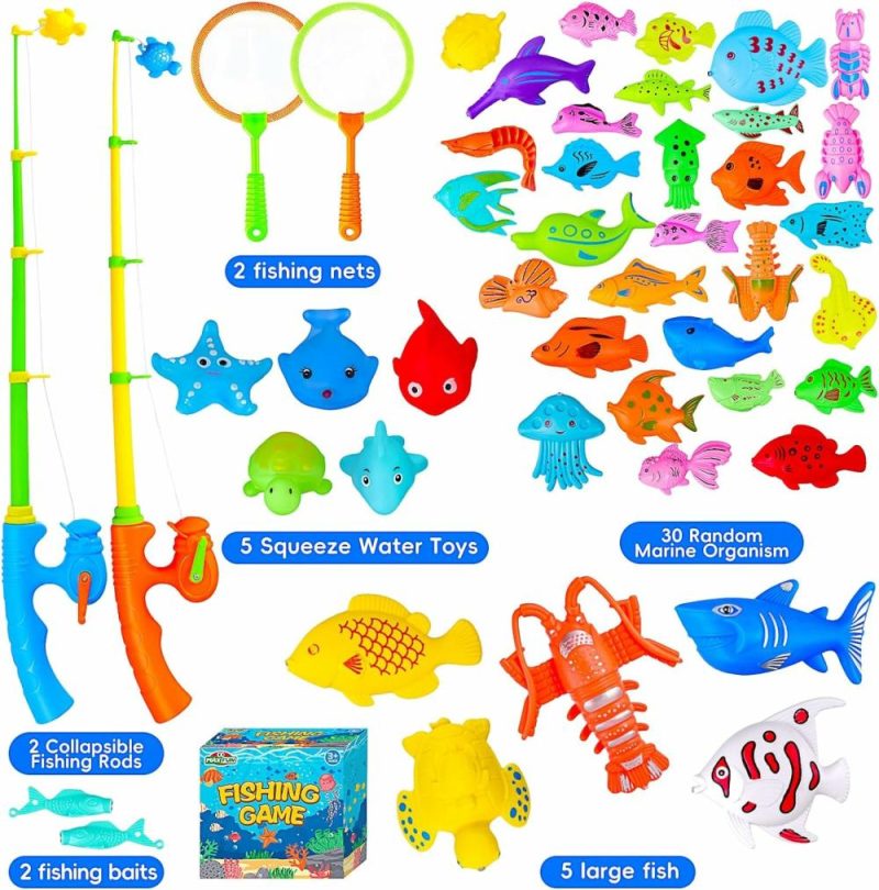 Giocattoli da bagno | Giocattoli d’Acqua da Pesca Magnetici per Bambini di 3-5 Anni con Bastone di Pesca a Magnetite e Rete, Pesce Flottante in Plastica per Bambini da 1-3 Anni, Giocattoli Esterni per Bambini, Giocattoli da Bagno per Bambini di 4-8 Anni, Giocattoli d’Estate