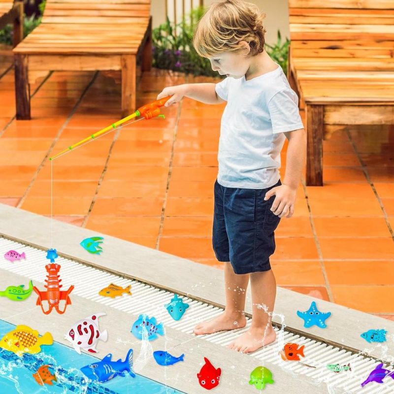 Giocattoli da bagno | Giocattoli d’Acqua da Pesca Magnetici per Bambini di 3-5 Anni con Bastone di Pesca a Magnetite e Rete, Pesce Flottante in Plastica per Bambini da 1-3 Anni, Giocattoli Esterni per Bambini, Giocattoli da Bagno per Bambini di 4-8 Anni, Giocattoli d’Estate