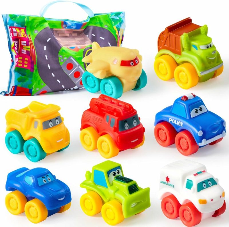 Giocattoli da bagno | Giocattoli di Auto di Gomma per Bambini da 1 a 3 Anni 8 Pezzi Auto di Camioncini da Bagno per Bambini con Borsa di Riposo  Regalo di Compleanno per Bambino di 1-2 Anni  Filler per Bomboniere Carnival Primi Regali