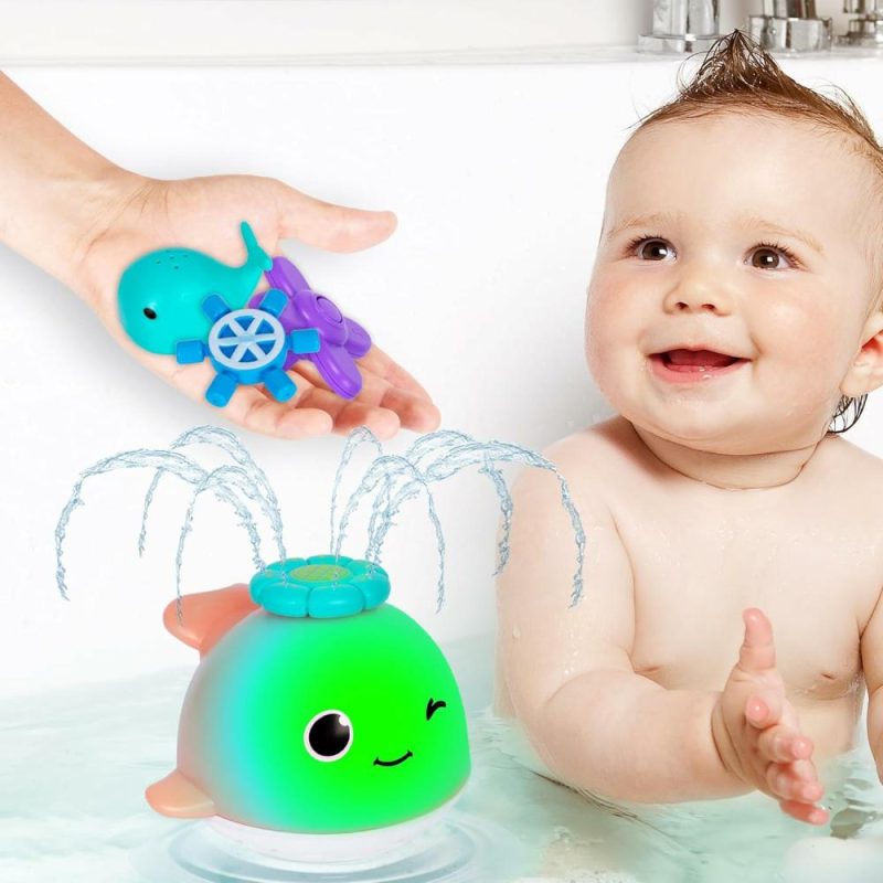 Giocattoli da bagno | Giocattolo da Bagno Squalo a Spruzzo – Giocattolo da Bagno Squalo con 4 Accessori a Spruzzo – Giocattolo da Bagno per Bambini con Luci a LED a Colori Arcobaleno – Giocattolo da Bagno per Bambini di 1 2 3 4 Anni