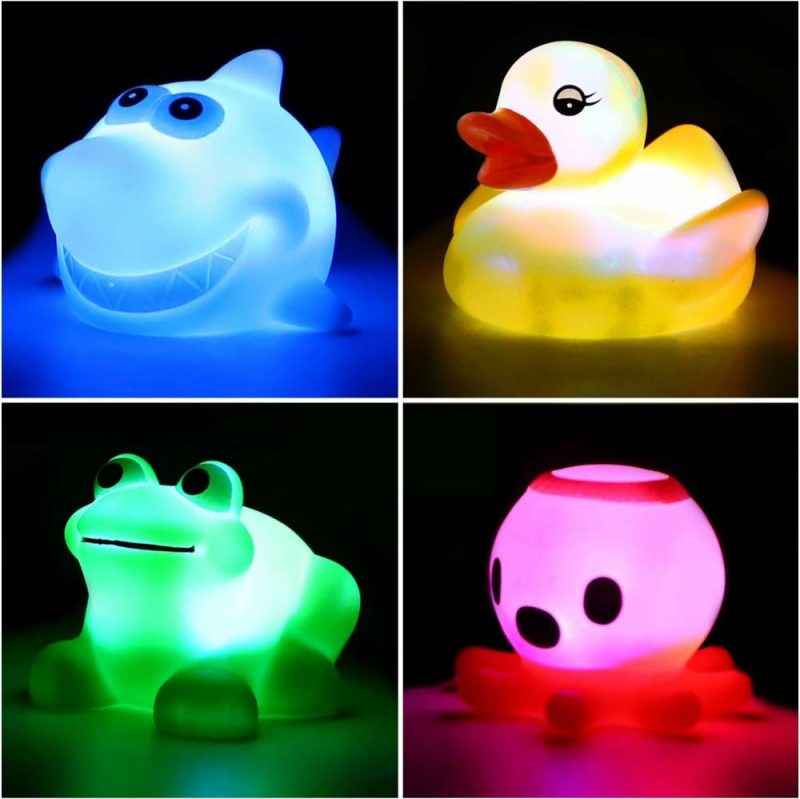 Giocattoli da bagno | Gioco da Bagno a Luci Colorate lampeggianti (Stile Grande 4 Pezzi) Gioco da Bagno Flottante, Gioco da Bagno a Luci per Acqua della Vasca da Bagno, Gioco da Bagno per Piscina, Doccia, Tempo di Bagno, Bagno, Bambino, Ragazzo, Ragazza, Bambino, Bambino, Neonato