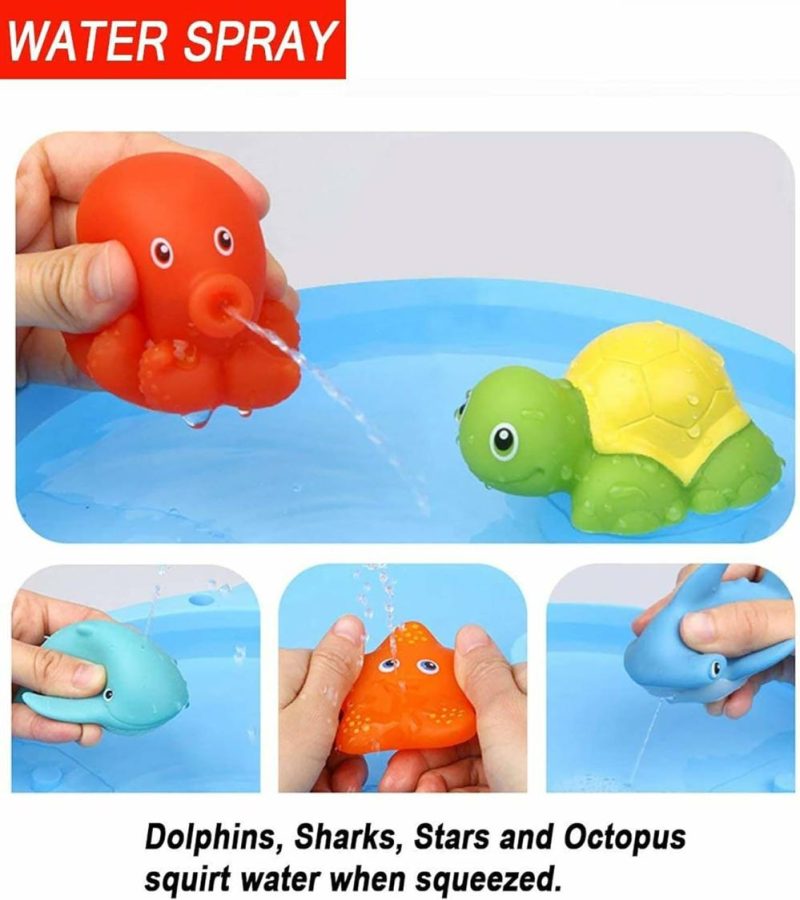 Giocattoli da bagno | Gioco da Bagno Spruzzatore Colorato Animali Flottanti Accessorio Piscina Bagno Set di Pesca da Squalo per Bambini e Ragazzi