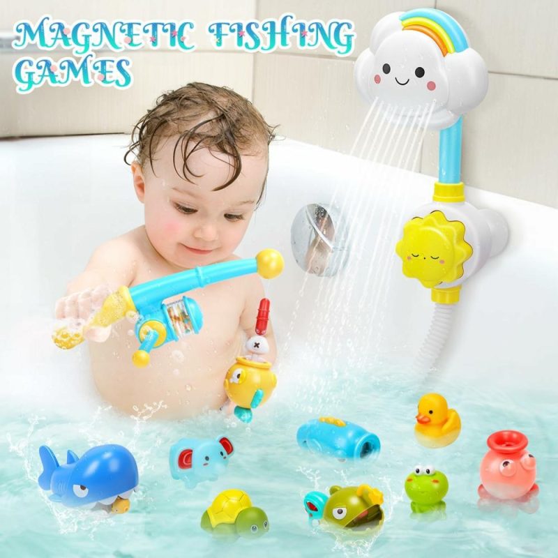 Giocattoli da bagno | Gioco da Bagno Vasca da Bagno Gioco con Doccia e Giocattoli Flottanti, Gioco di Pesca Magnetica per Bambini e Neonati