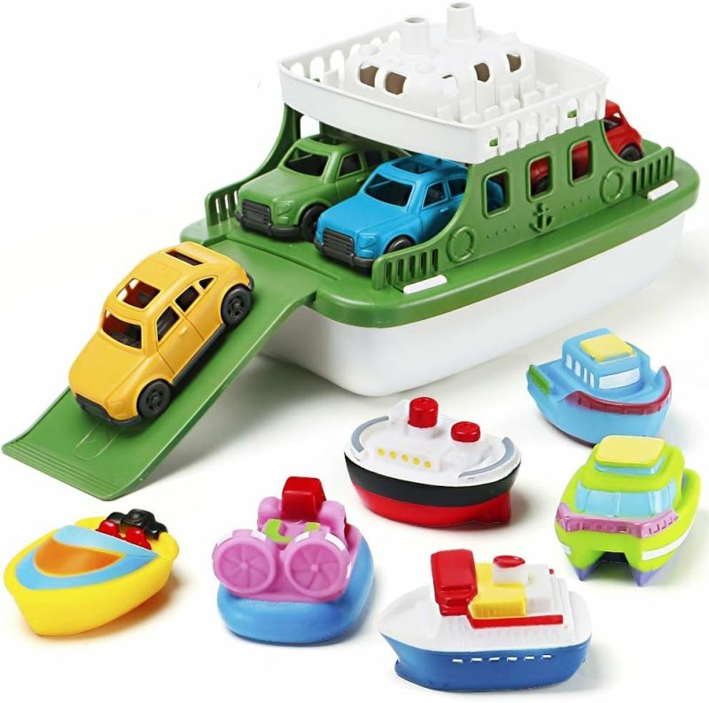 Giocattoli da bagno | Gioco di nave da bagno,11 pezzi Gioco di nave da bagno con 4 mini auto e 6 spruzzini di nave,gioco galleggiante per vasca da bagno,bagno, piscina, spiaggia per bambini maschi femmine bambini