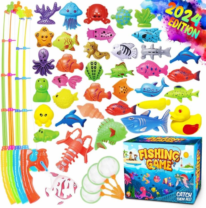 Giocattoli da bagno | Gioco di Pesca Magnetica Piscina Toy per Bambini – Tavolo d’Acqua per Festa di Carnevale Esterno/Interno per Bambini di 3 4 5 6 Anni, Regalo per 2 Giocatori (Grande)