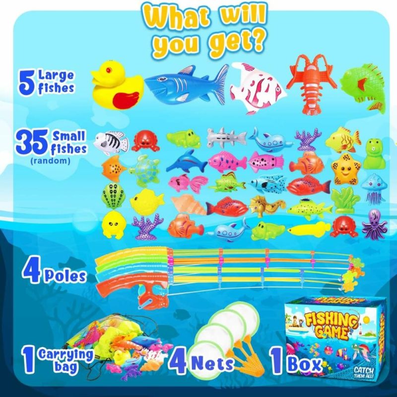 Giocattoli da bagno | Gioco di Pesca Magnetica Piscina Toy per Bambini – Tavolo d’Acqua per Festa di Carnevale Esterno/Interno per Bambini di 3 4 5 6 Anni, Regalo per 2 Giocatori (Grande)