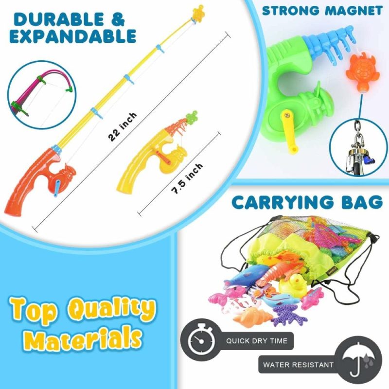 Giocattoli da bagno | Gioco di Pesca Magnetica Piscina Toy per Bambini – Tavolo d’Acqua per Festa di Carnevale Esterno/Interno per Bambini di 3 4 5 6 Anni, Regalo per 2 Giocatori (Grande)