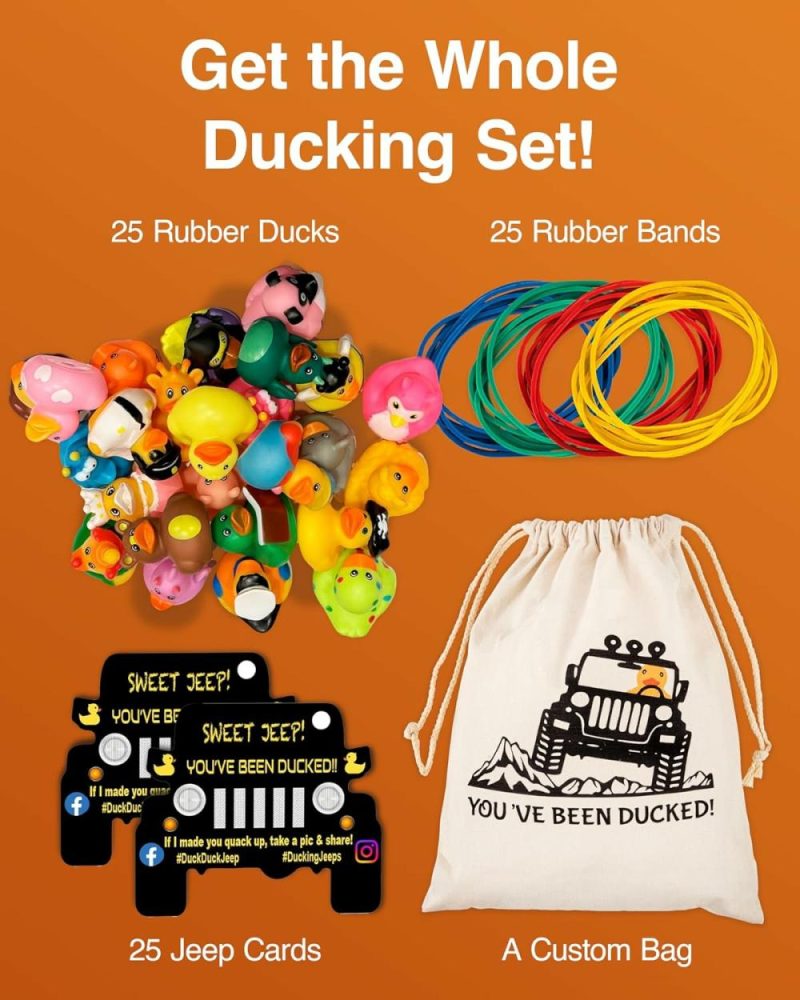 Giocattoli da bagno | Jeep Ducks For Ducking Kit-Set da 76 pezzi Incluso gommapiuma, borsa Duck Duck Jeep, carte Ducking Jeep e elastici in gomma Plus App Mobile Ufficiale Duck Duck Jeep (Jeep Ducks For Ducking Assortment C)