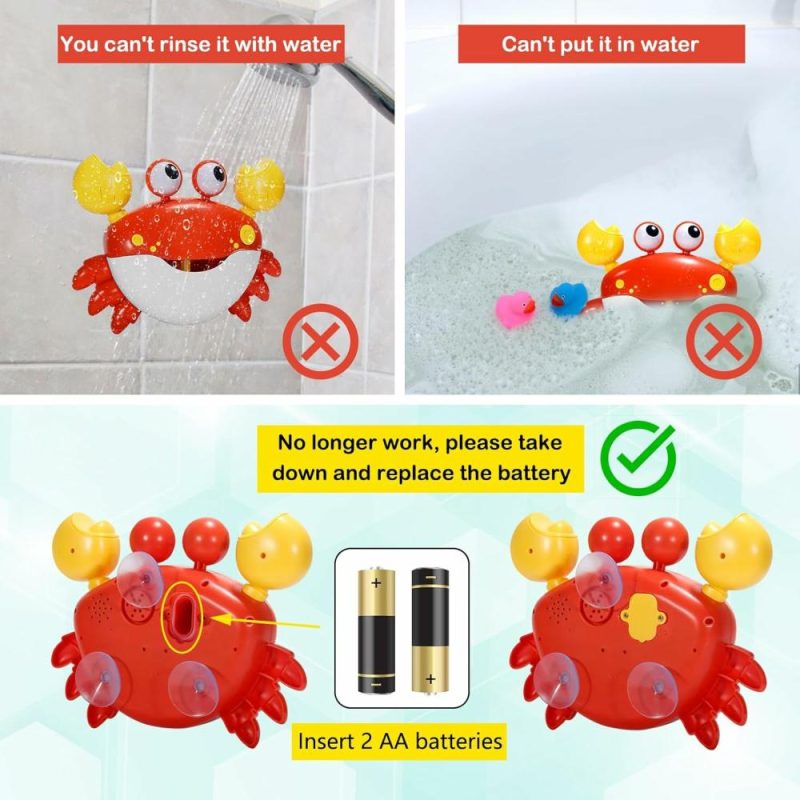 Giocattoli da bagno | Macchina a Bolle per Bagno Crab: Creatore di Bolle per Bagno, Fai Bolle e Suona Canzoni per Bambini, Gioco per Bambini da 1 a 3 Anni, a Batteria (Rosso)